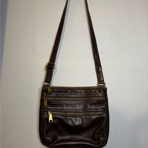 Fossil Brown Leather Crossbody Bag